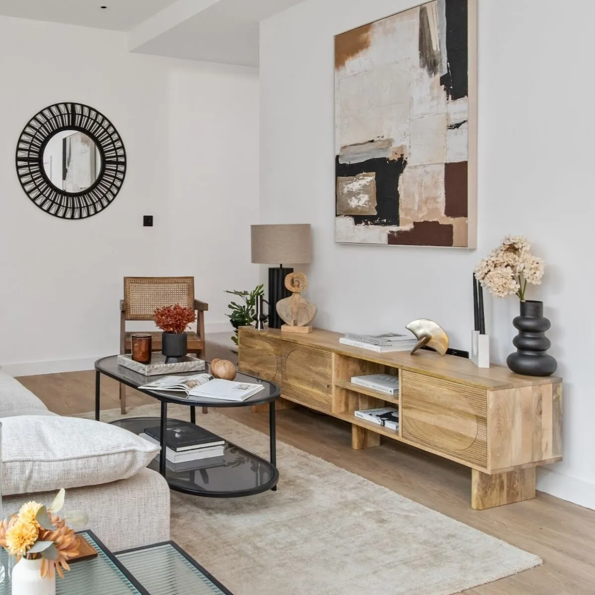 Zuberi TV Unit - Neutral, Mango Wood