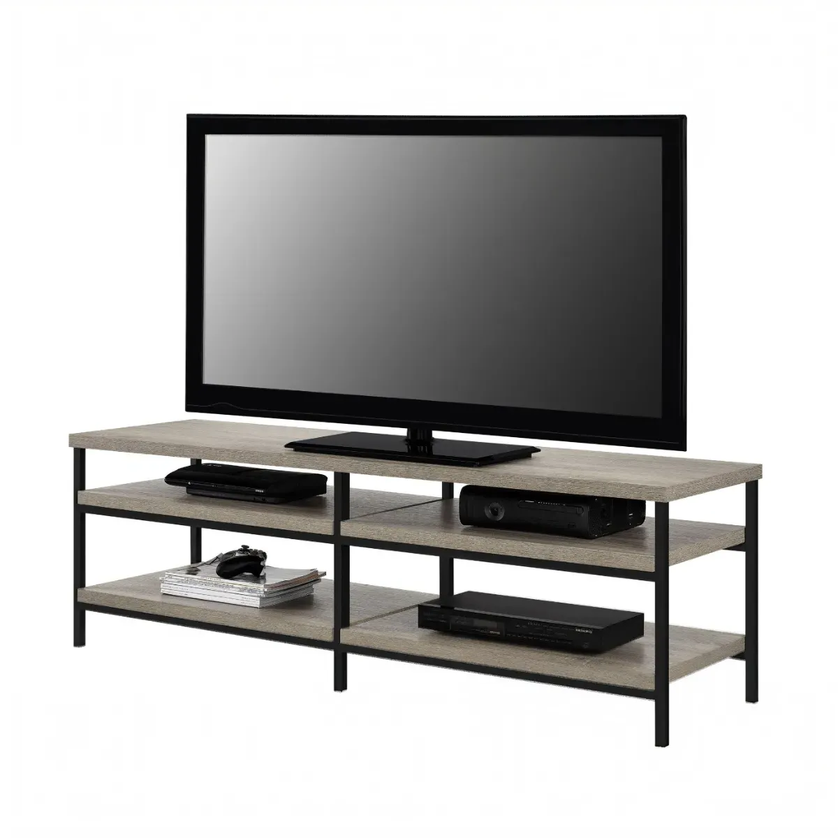 60-Inch TV Stand with Storage - Oak, Wood image