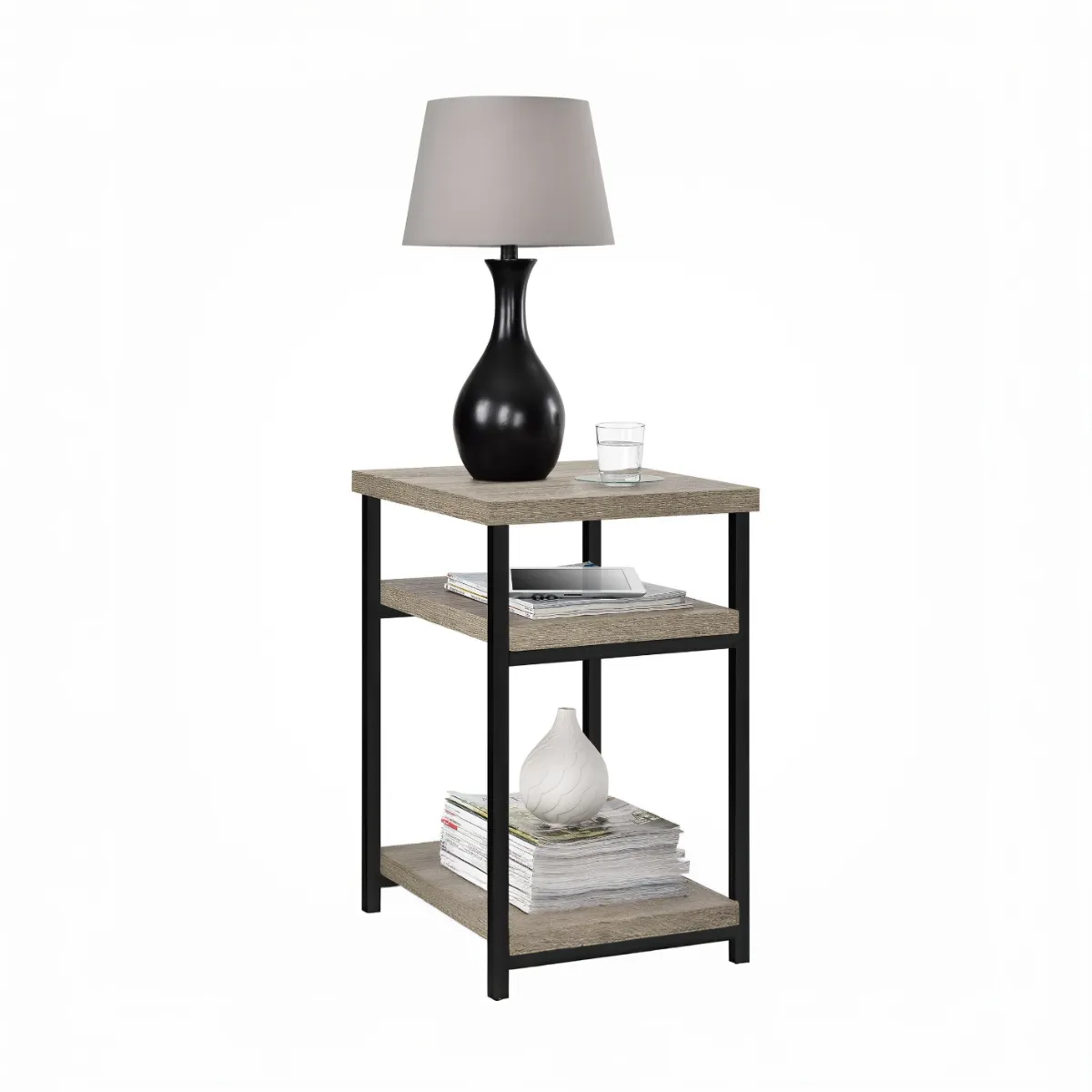 End Table with Storage - Oak, Wood image