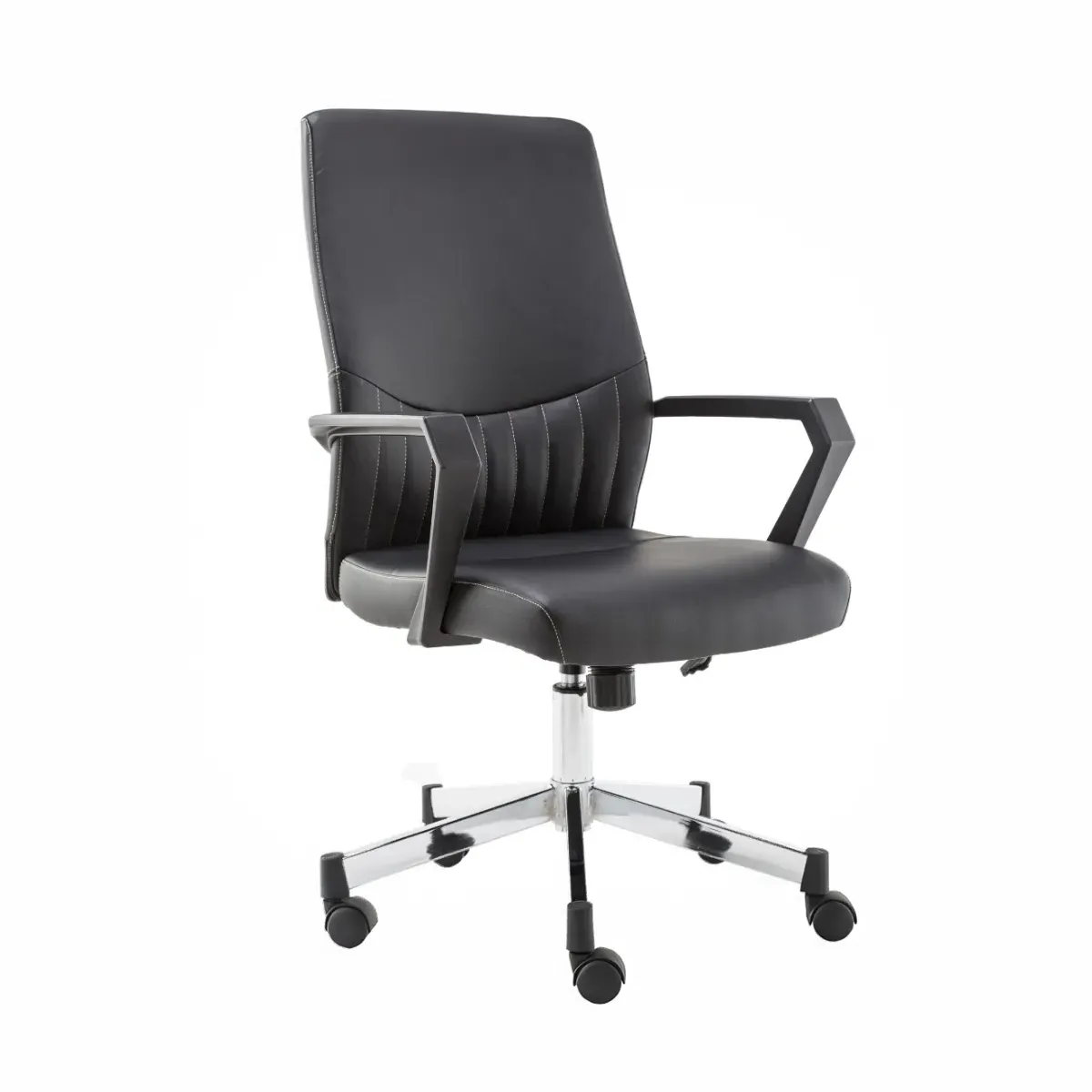 Office Chair with Height Adjustment - Black Leather image