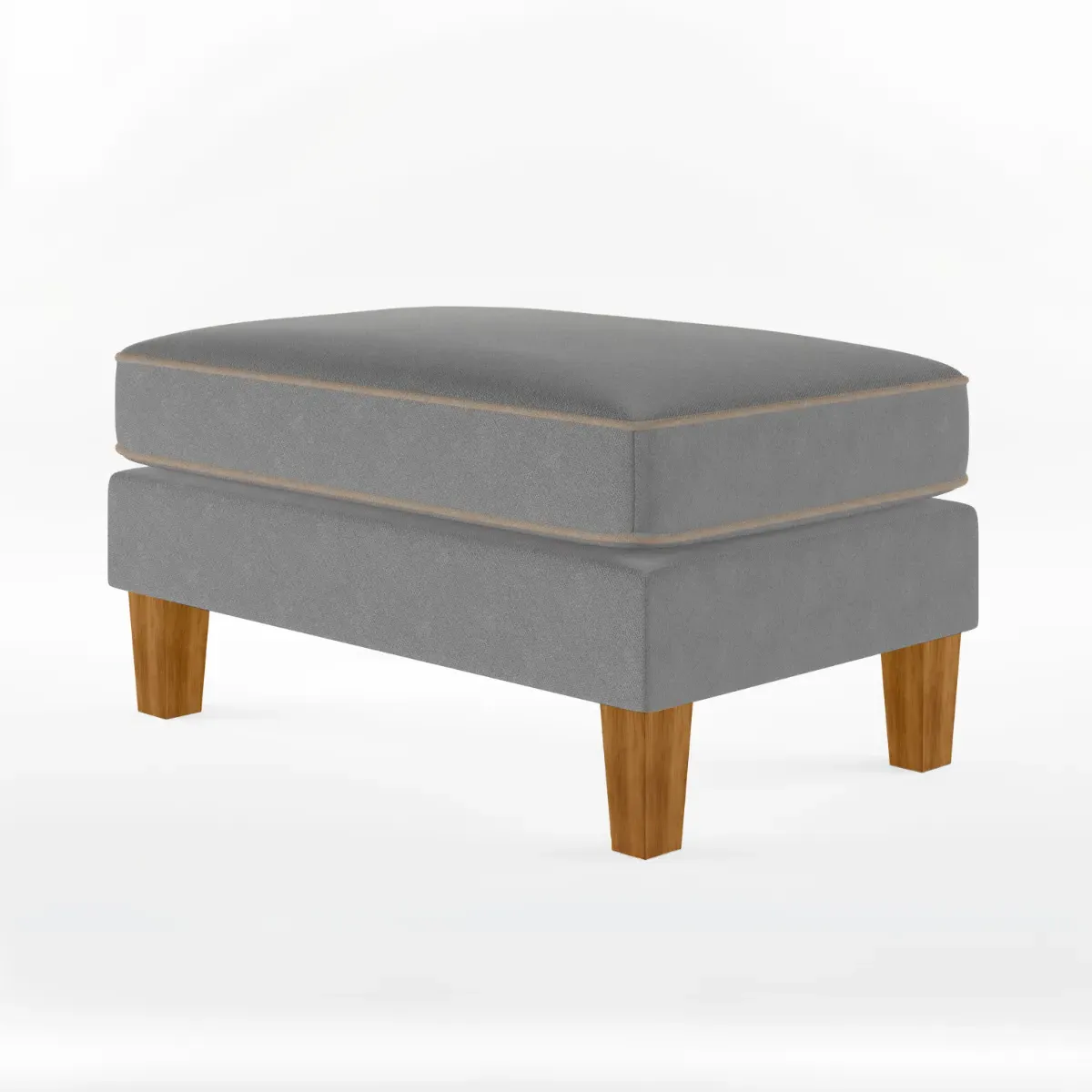 Ottoman with Contrast Welting - Grey, Fabric image