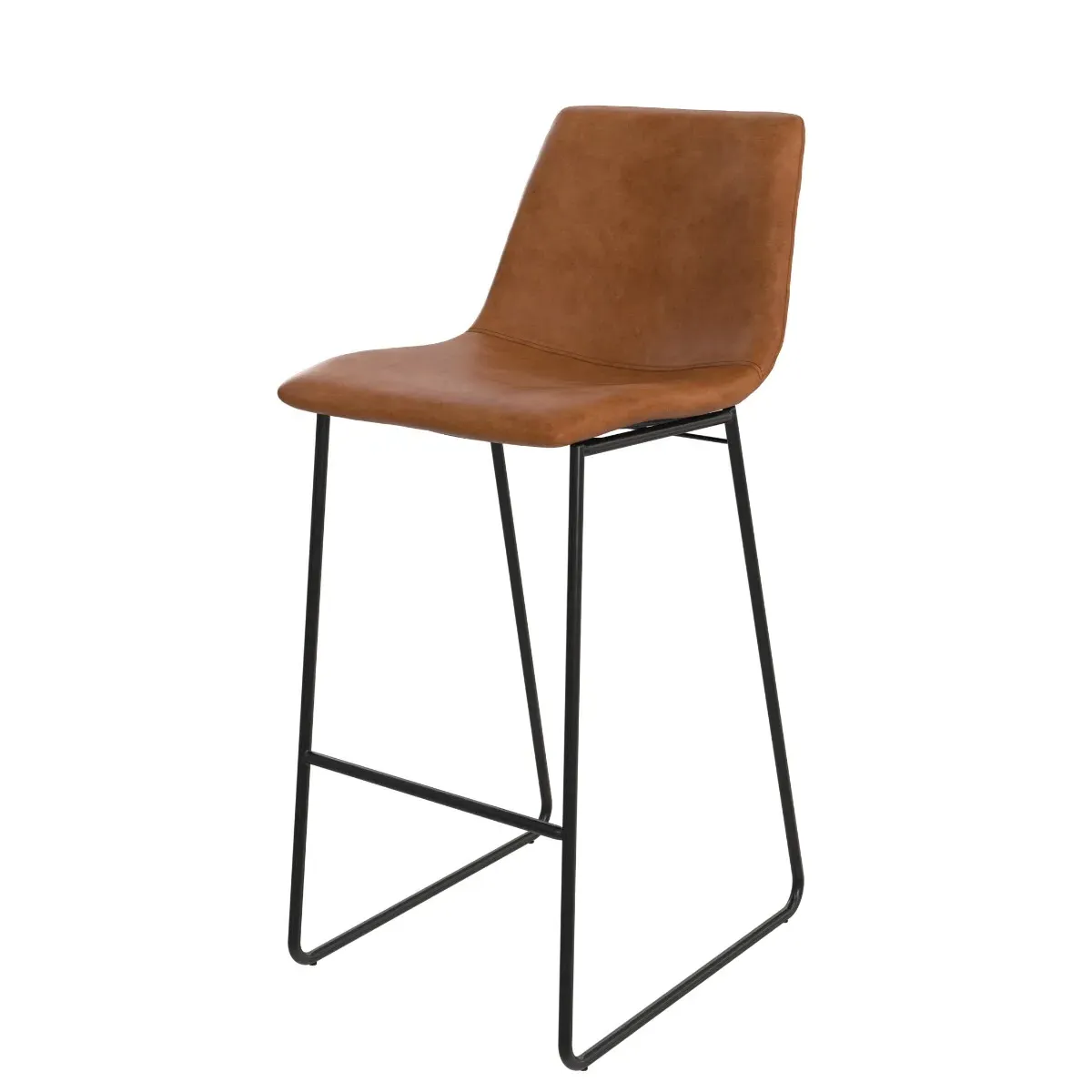 Upholstered Bar Stool - Caramel, Faux Leather