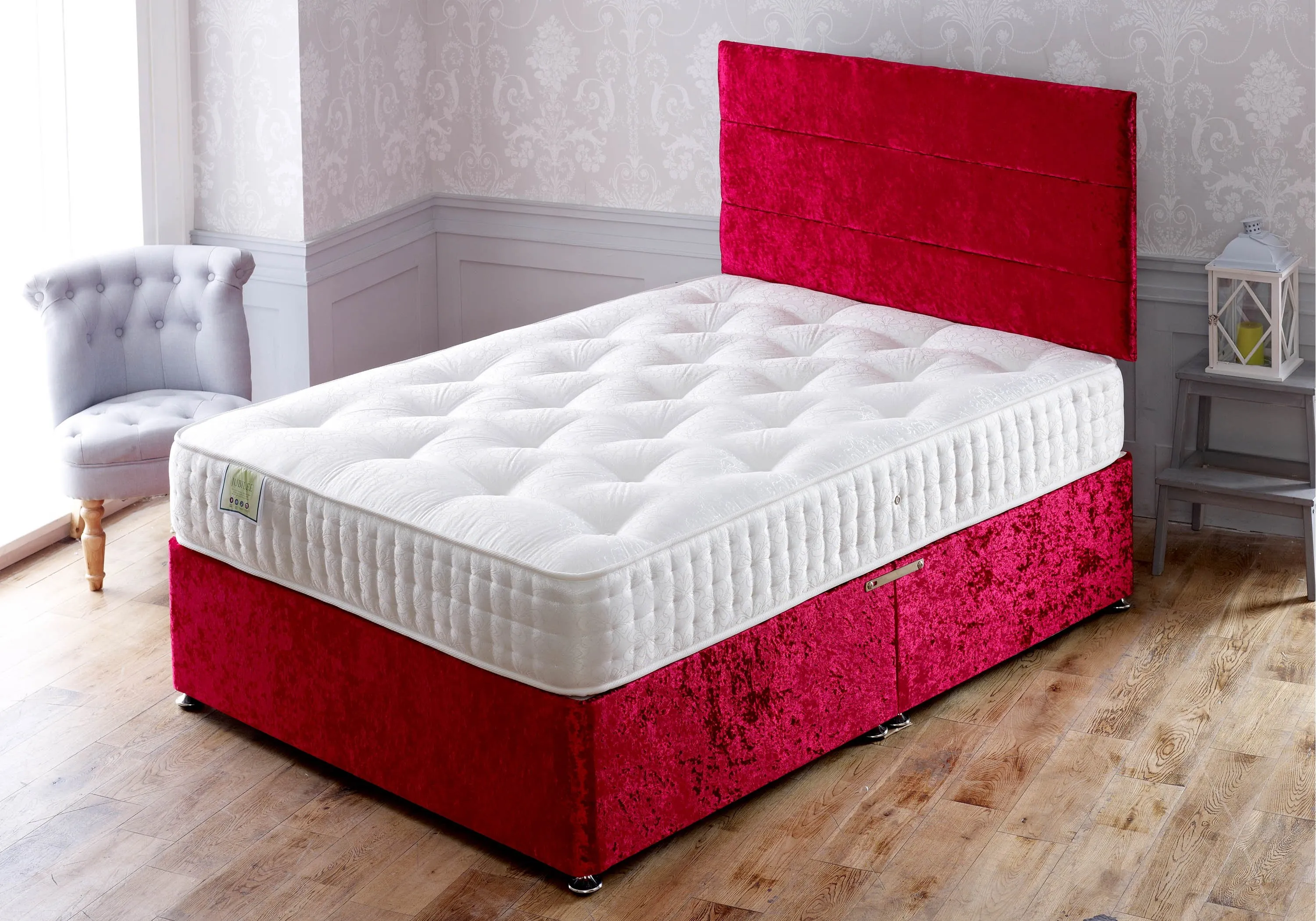 Single Divan Bed with Drawers - Damask