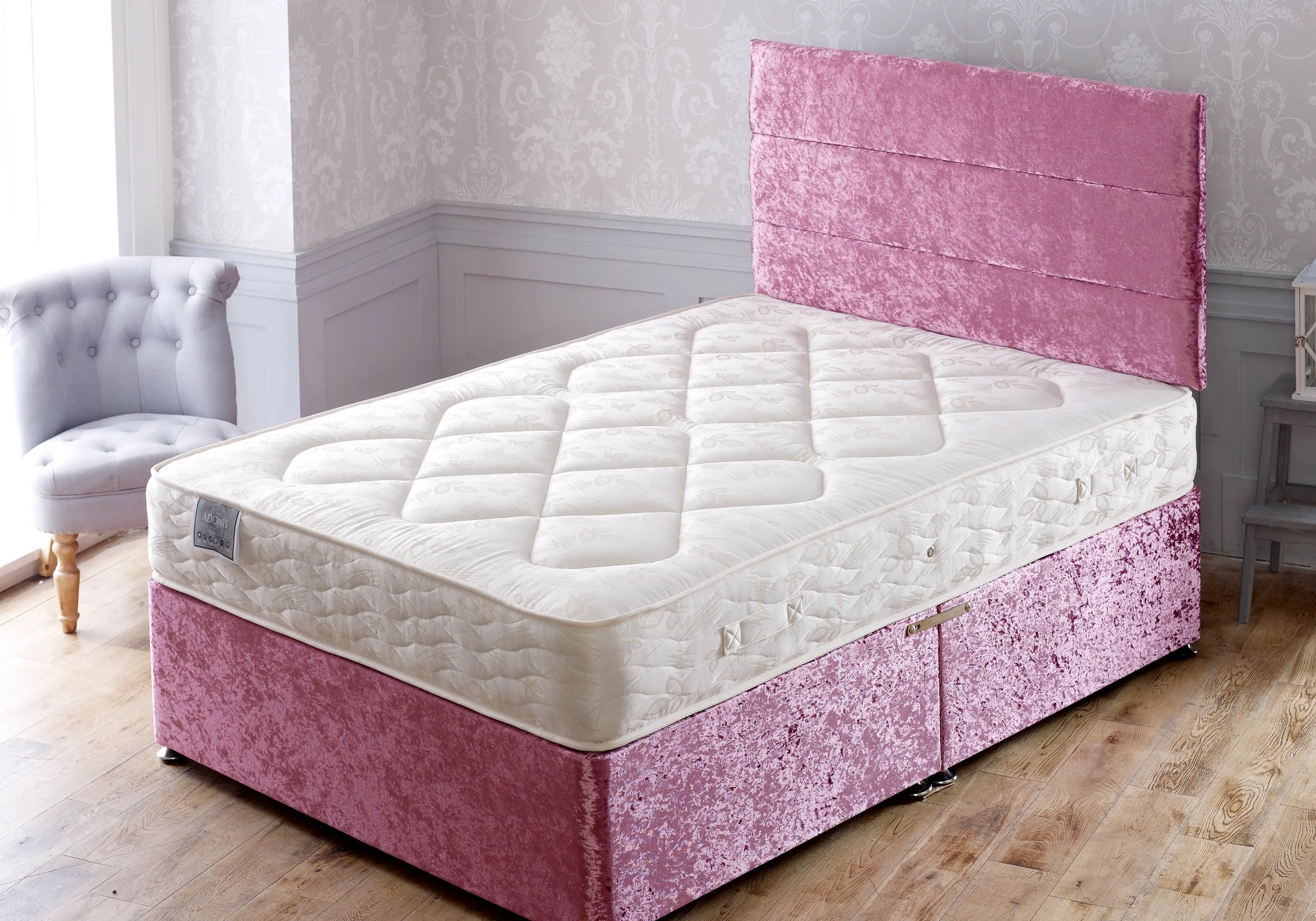 Single Divan Bed with Platform Top - Damask image