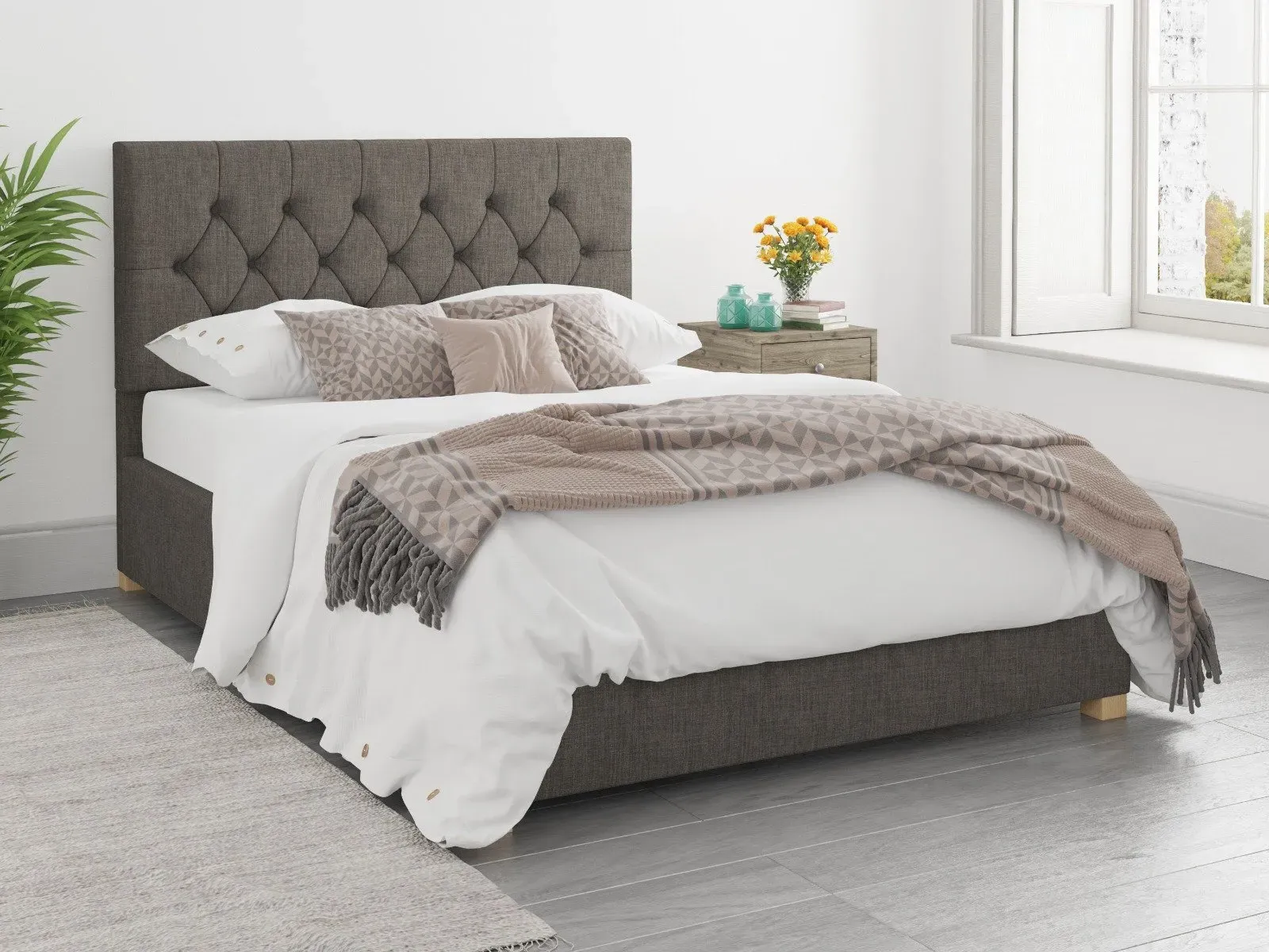 Double Ottoman Bed with Storage - Slate, Weave