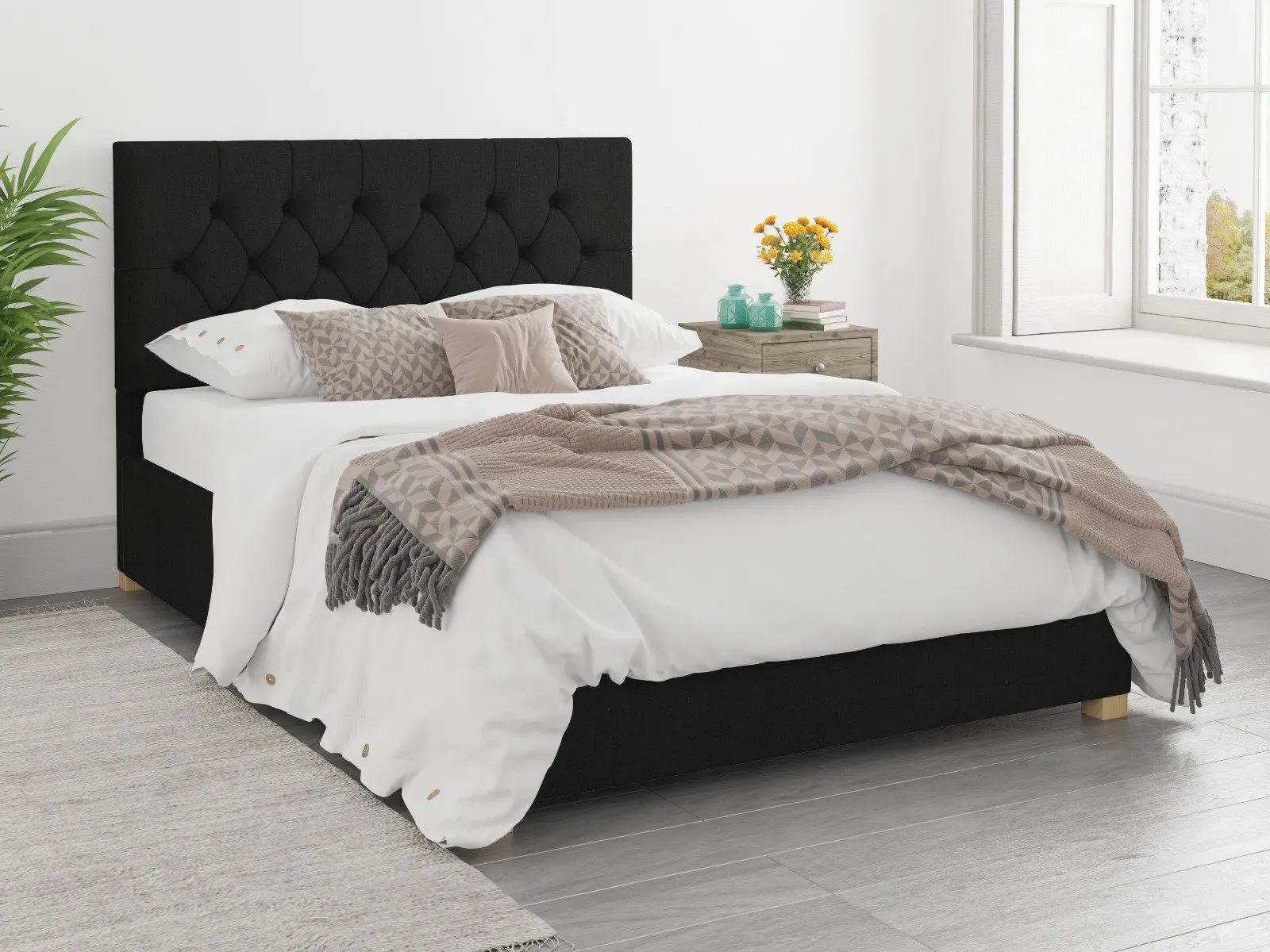 Single Ottoman Bed with Storage - Ebony, Weave
