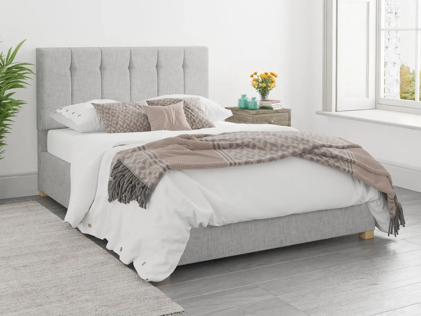 Single Ottoman Bed with Storage - Storm, Cotton