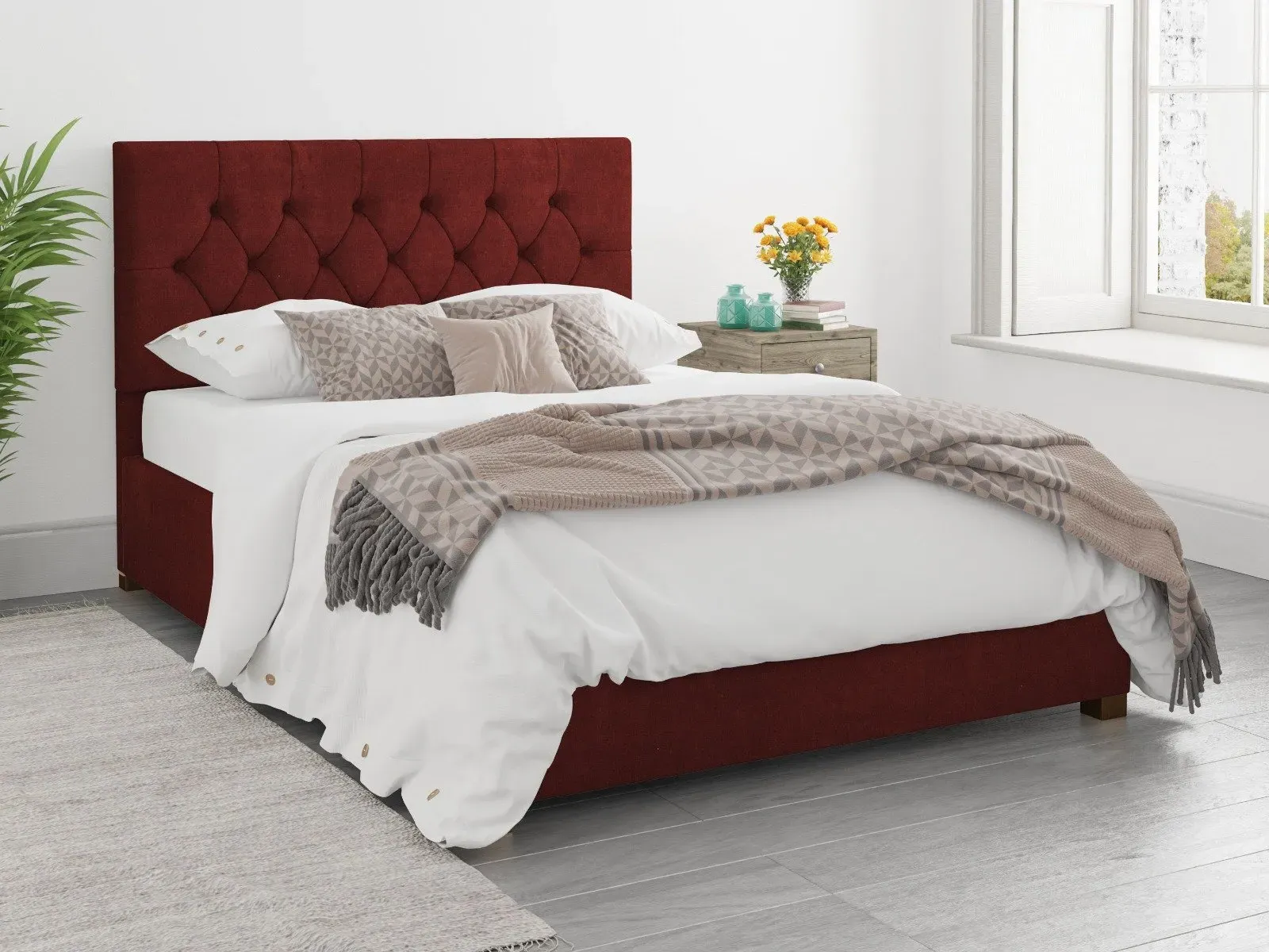 Super King Ottoman Bed with Storage - Bordeaux