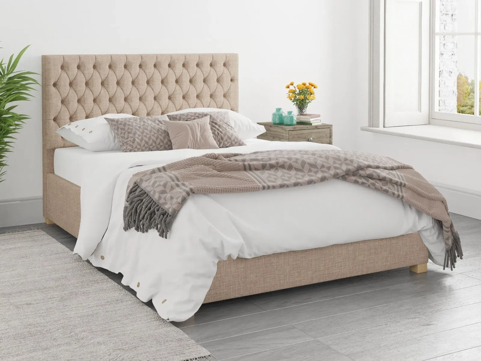 Super King Ottoman Bed with Storage - Mink