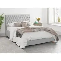 Super King Ottoman Bed with Storage - Silver, Linen