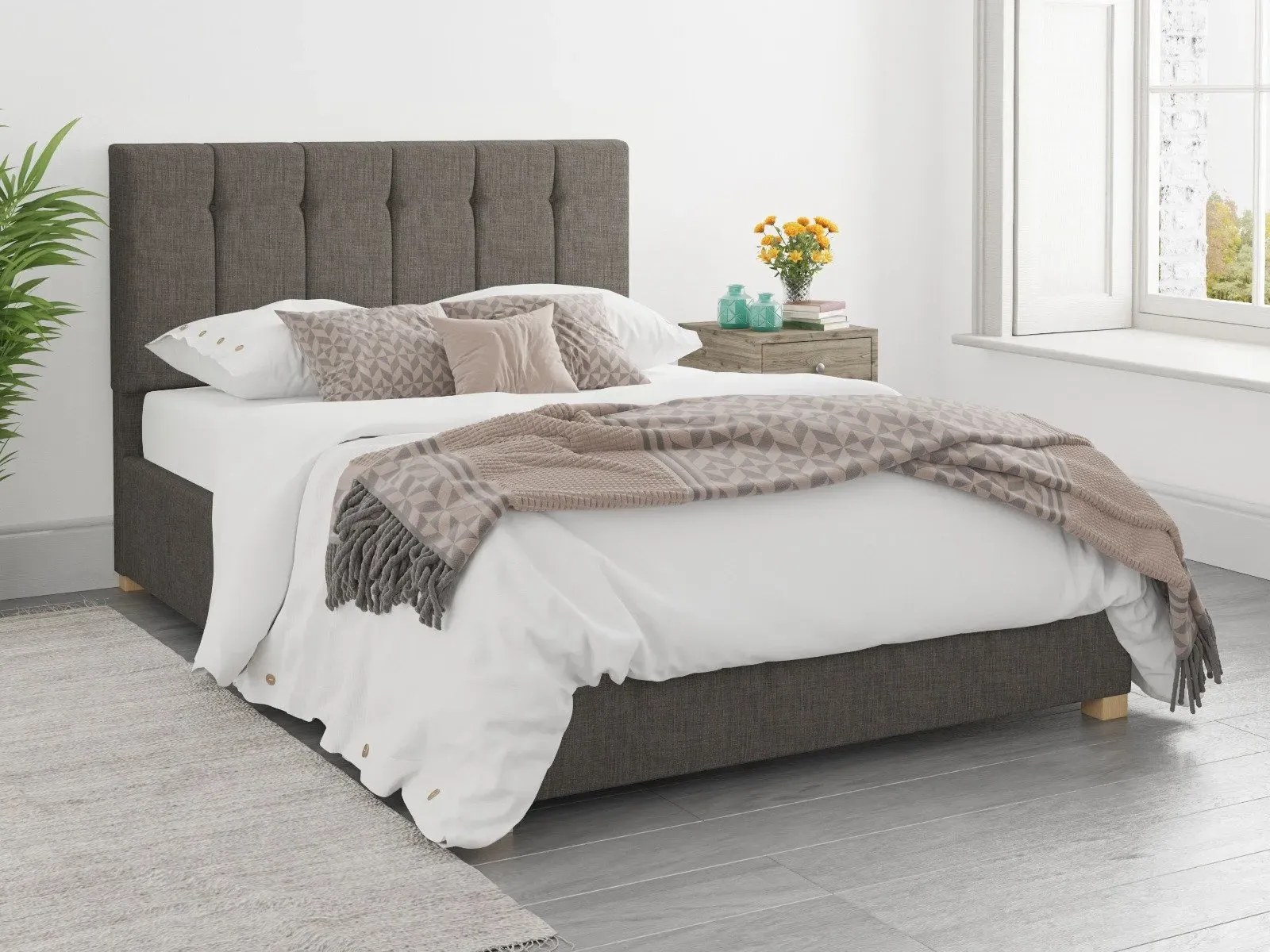 Super King Ottoman Bed with Storage - Slate