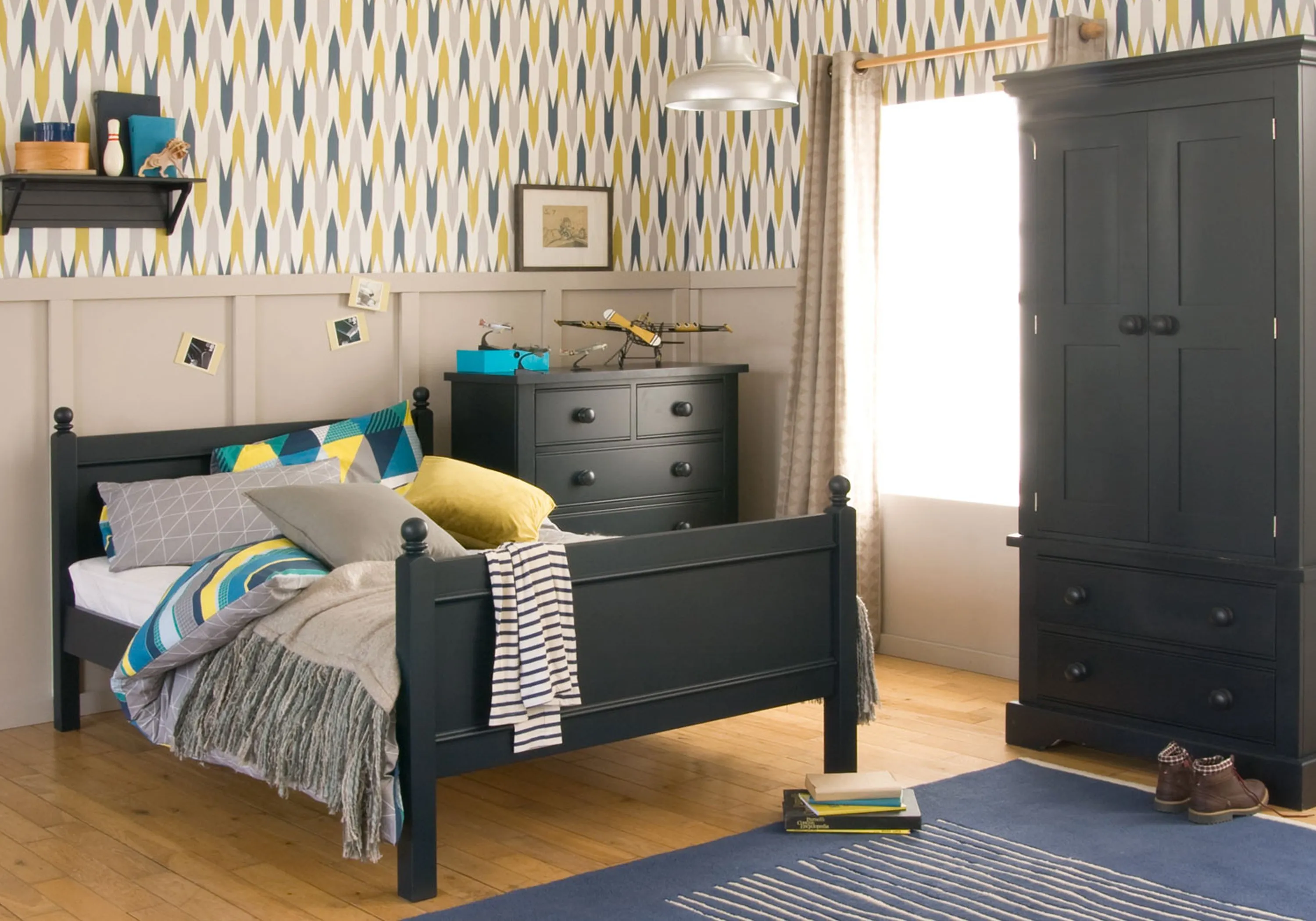 Small Double Bed Frame - Blue, Hardwood image