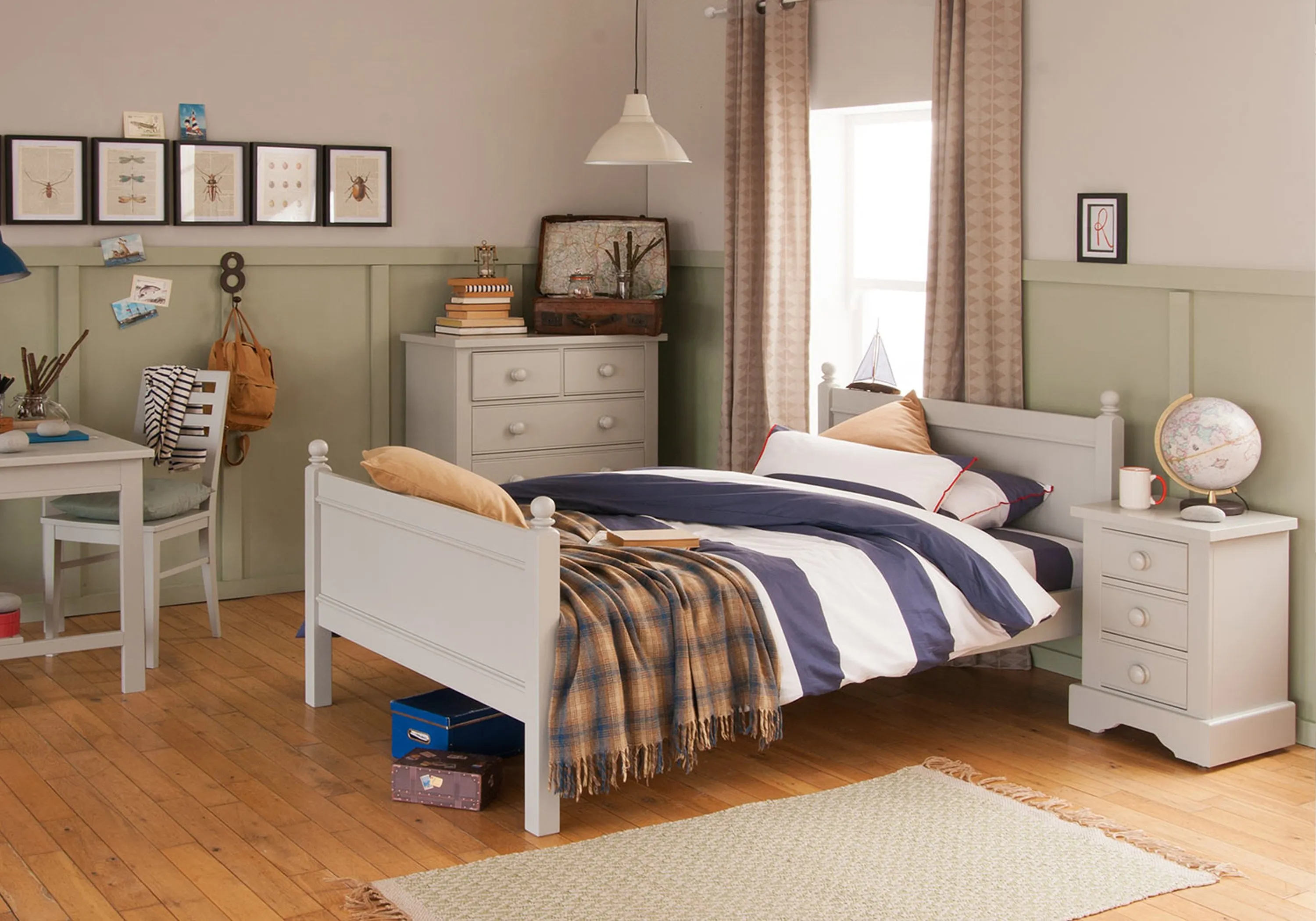 Small Double Bed Frame - Grey, Hardwood