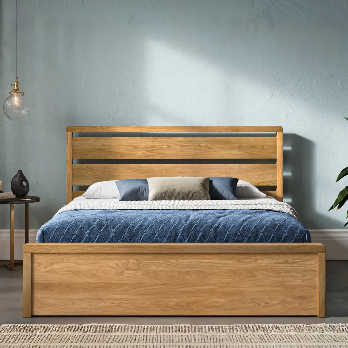 King Size Ottoman Bed with Storage - Oak, Wood