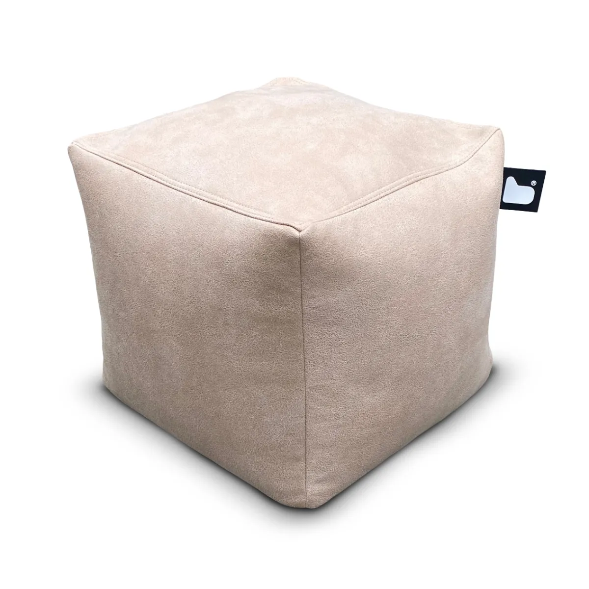 Cube Footstool with Beads - Latte, Faux Leather