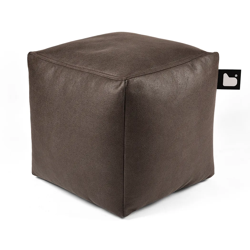Cube Footstool with Beads - Slate, Faux Leather