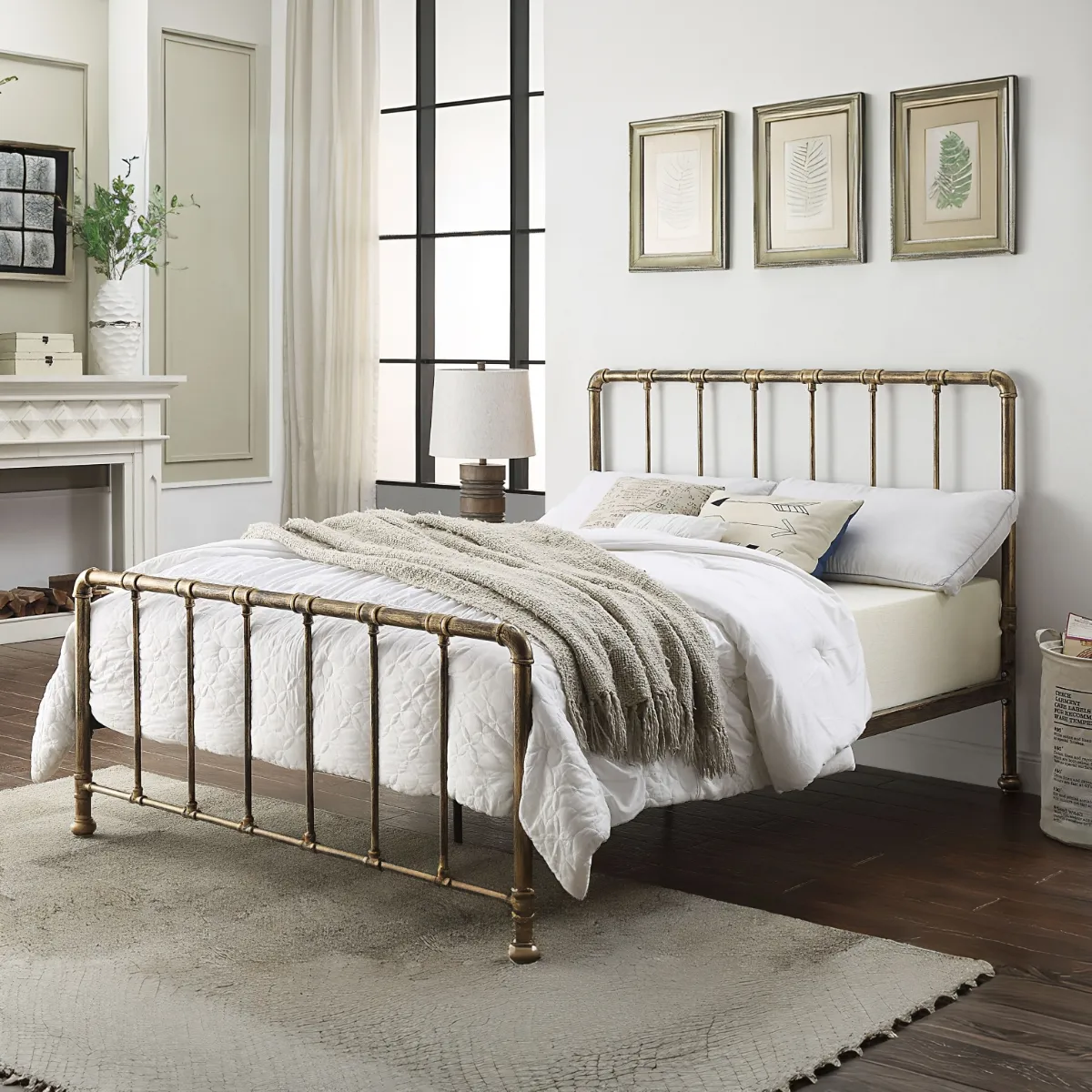 King Size Bed Frame - Antique Bronze, Metal