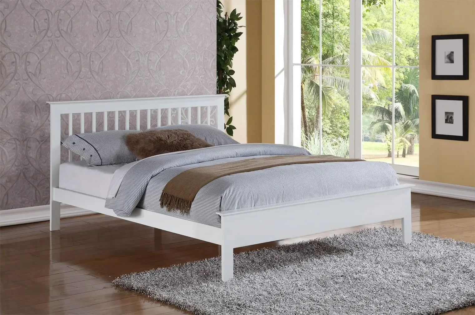Single Bed Frame - White, Hardwood image