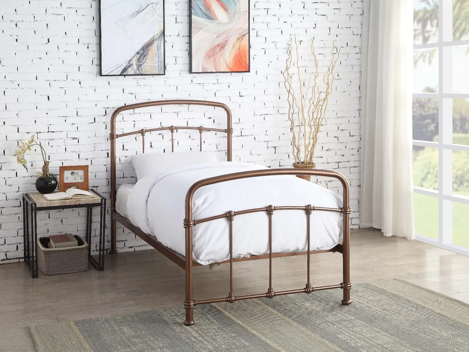 Single Metal Bed Frame - Rose image