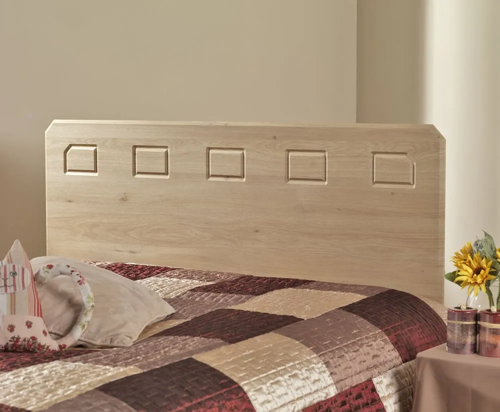 Single Headboard with Carved Squares - Oak image