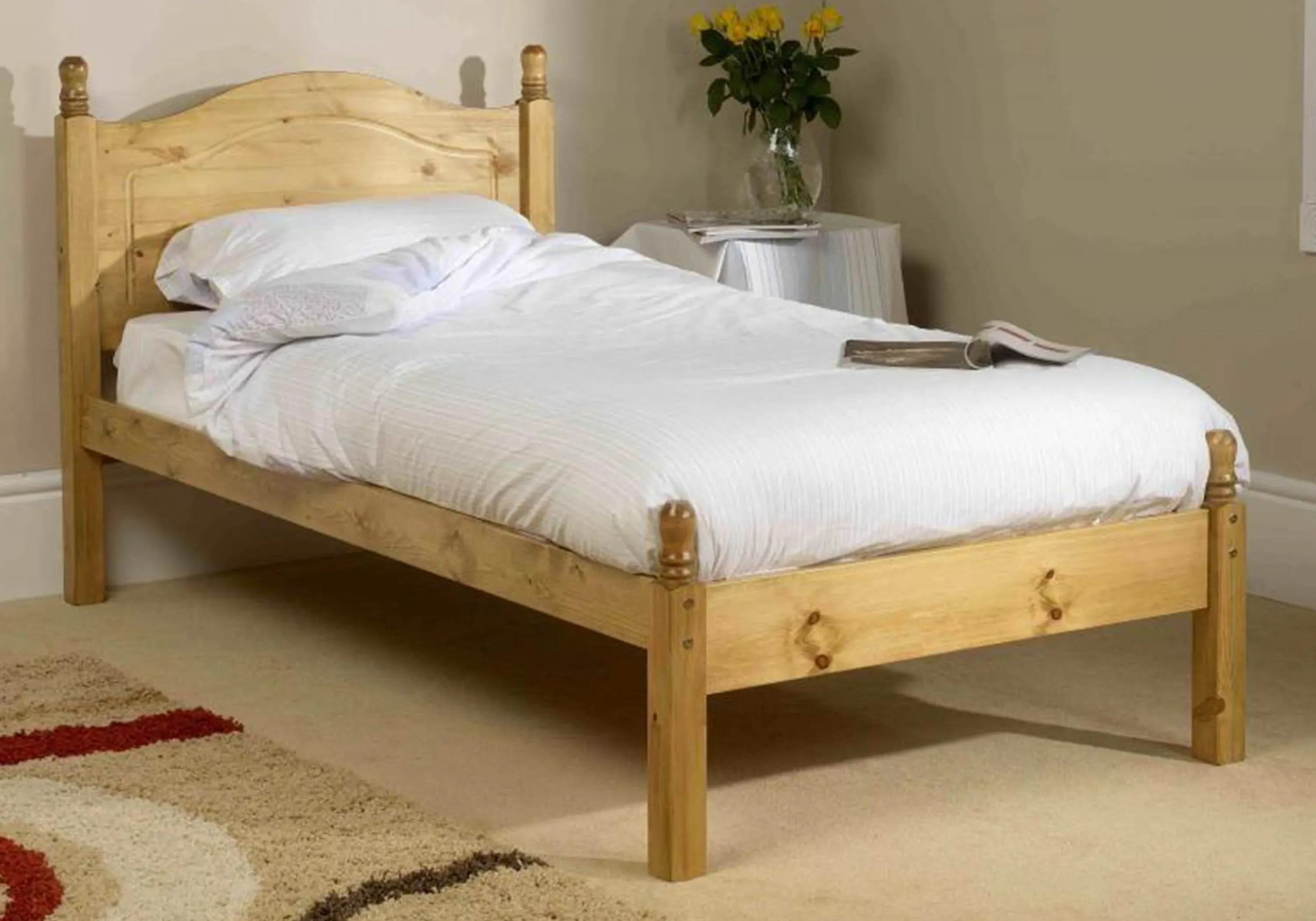 Small Single Low Footend Bed - Pine Wood