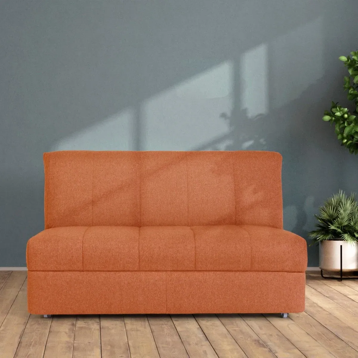 Small Sofa Bed with Wheels - Orange, Fabric image