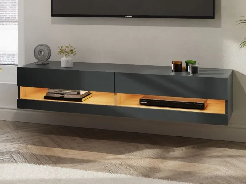 180cm Wall TV Unit with LED - Anthracite image