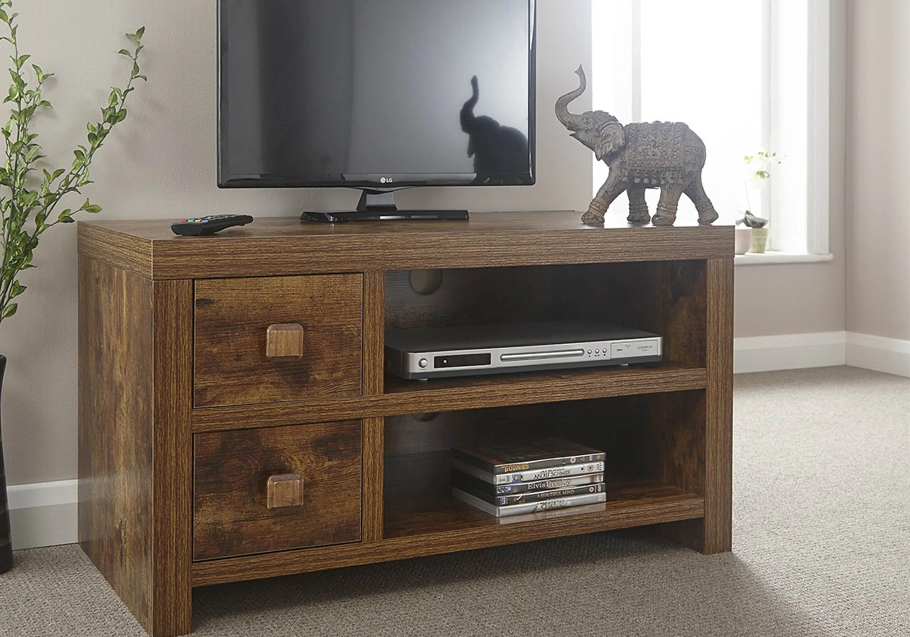 2 Drawer TV Unit - Hardwood Effect, Melamine