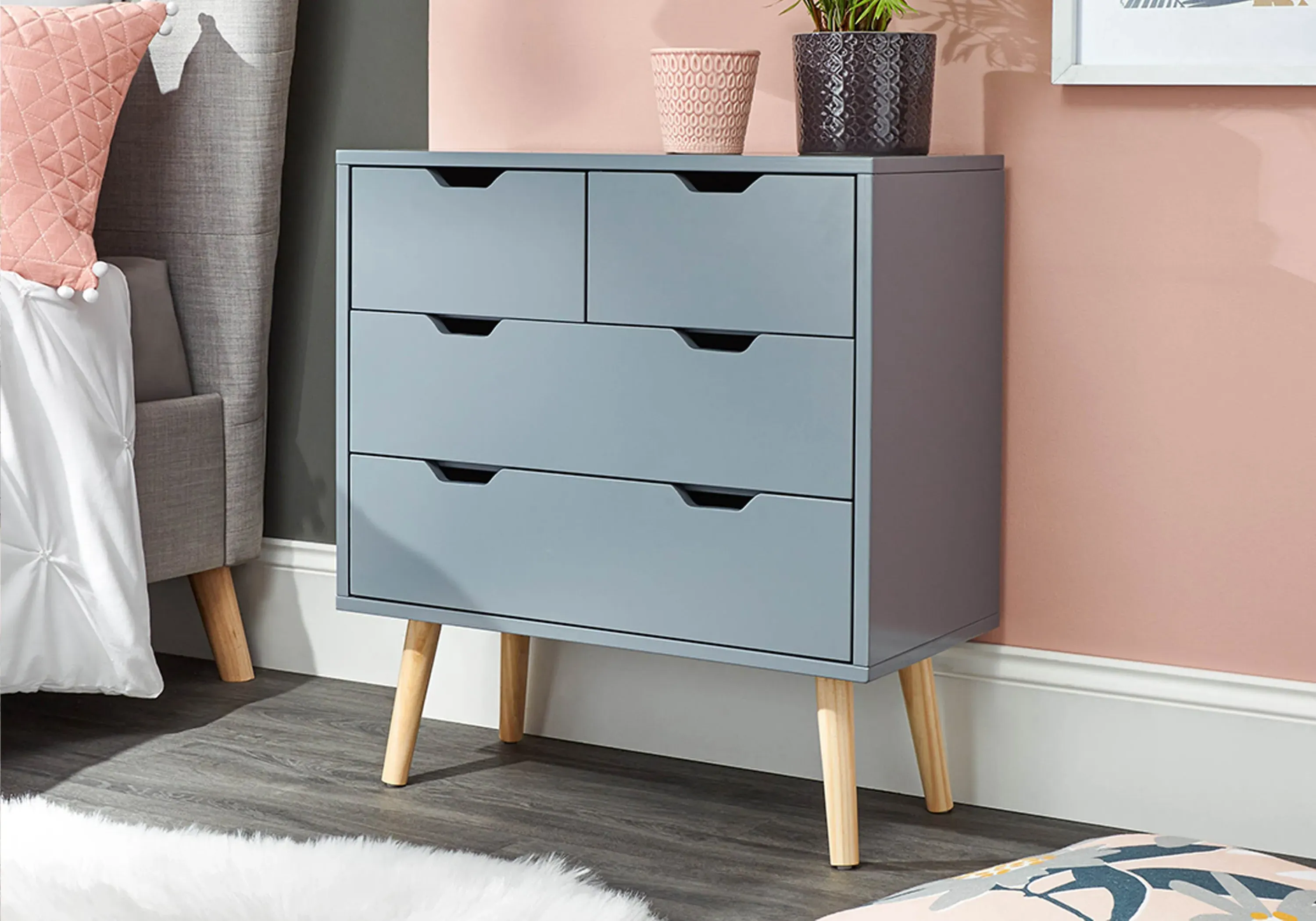 4-Drawer Chest with Cut-Out Handles - Dark Grey