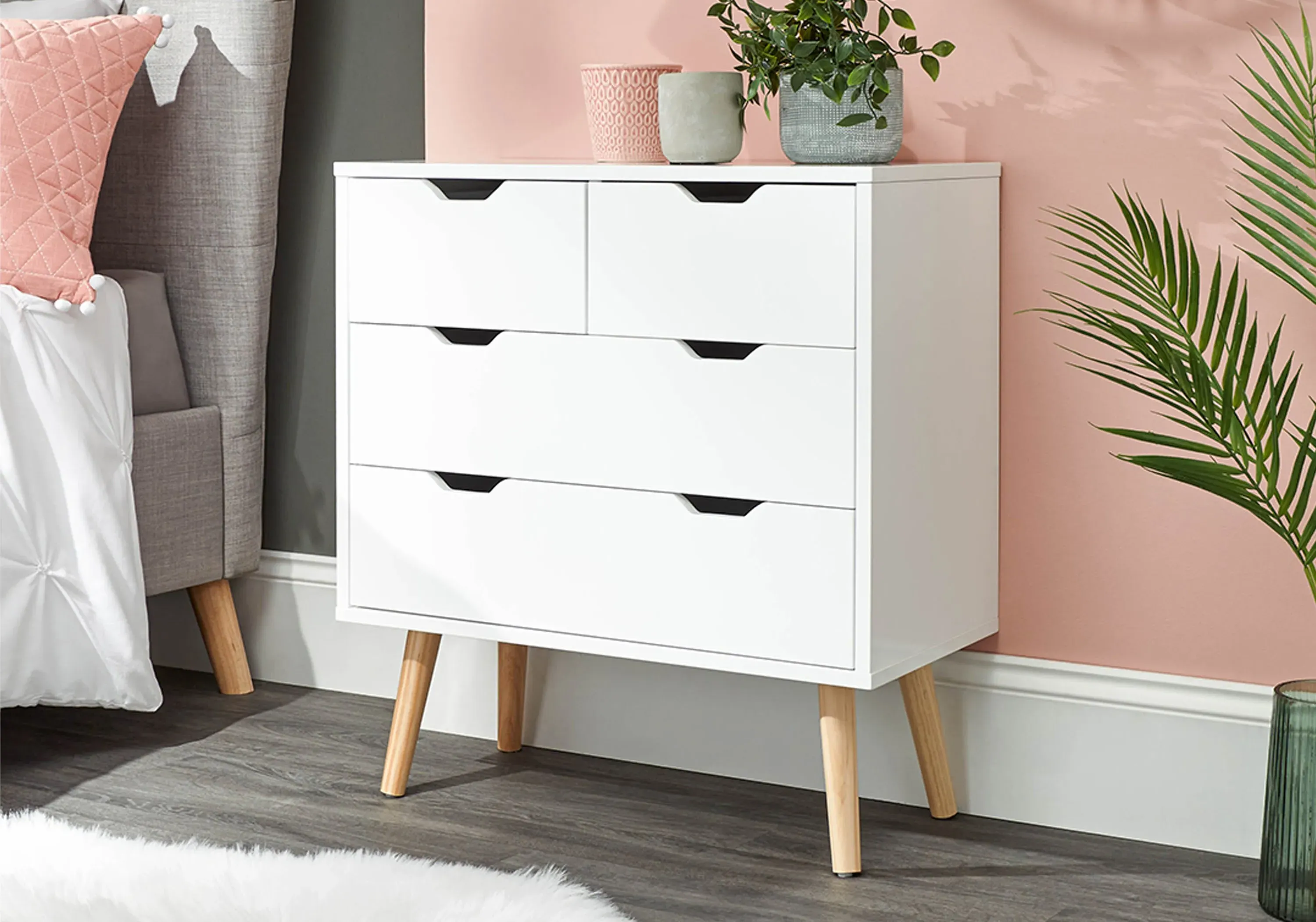 4-Drawer Chest with Cut-Out Handles - White