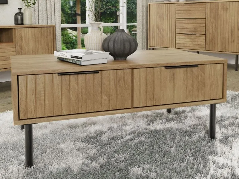 Coffee Table with Storage - Oak, Wood Grain