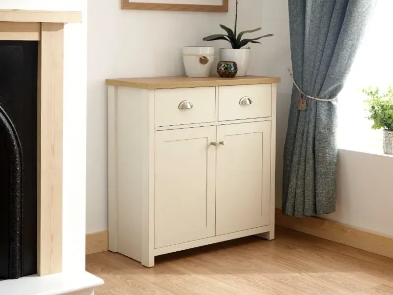 Compact Sideboard with Drawers - Cream, Oak