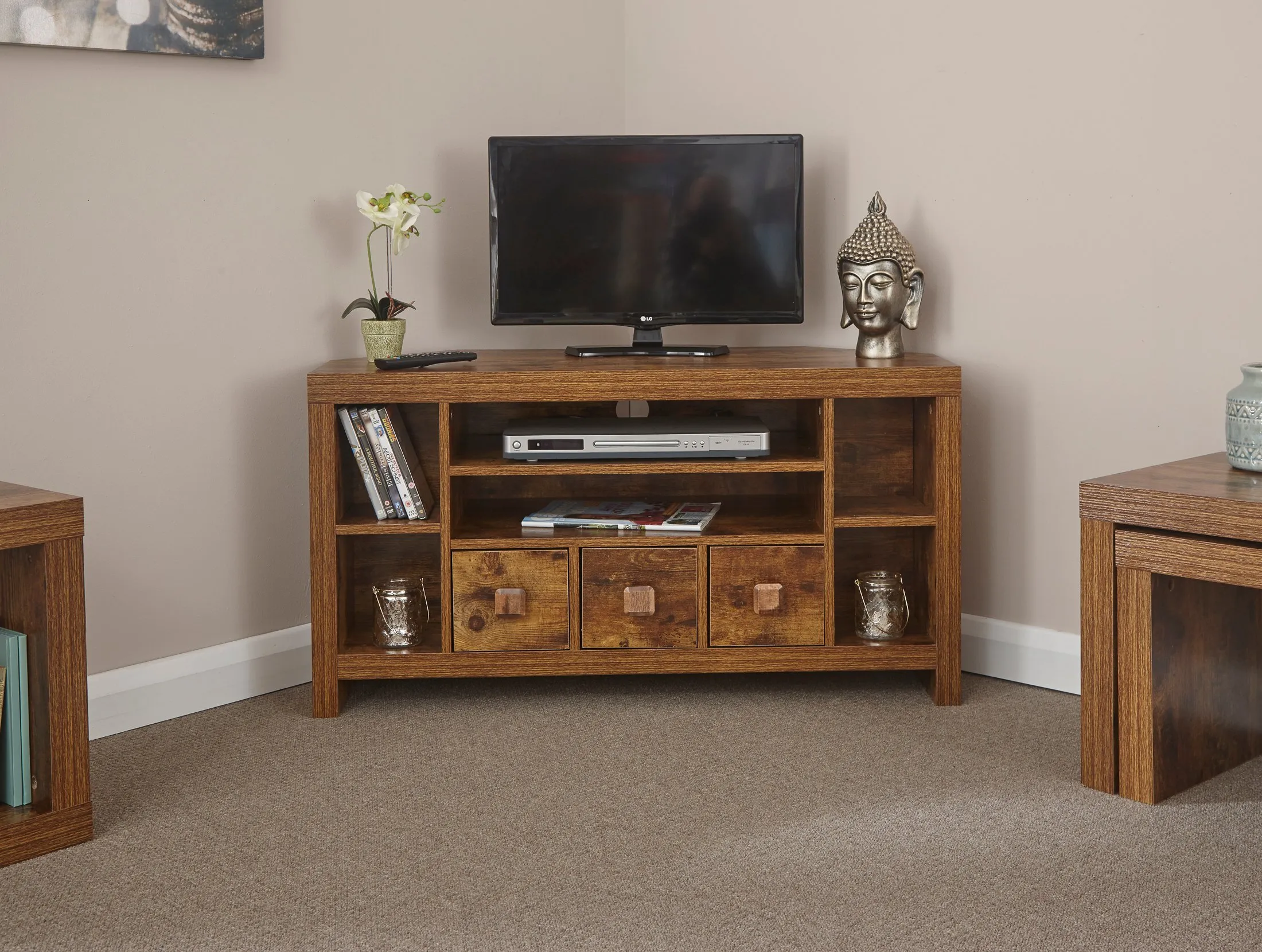 Corner TV Unit - Hardwood Effect