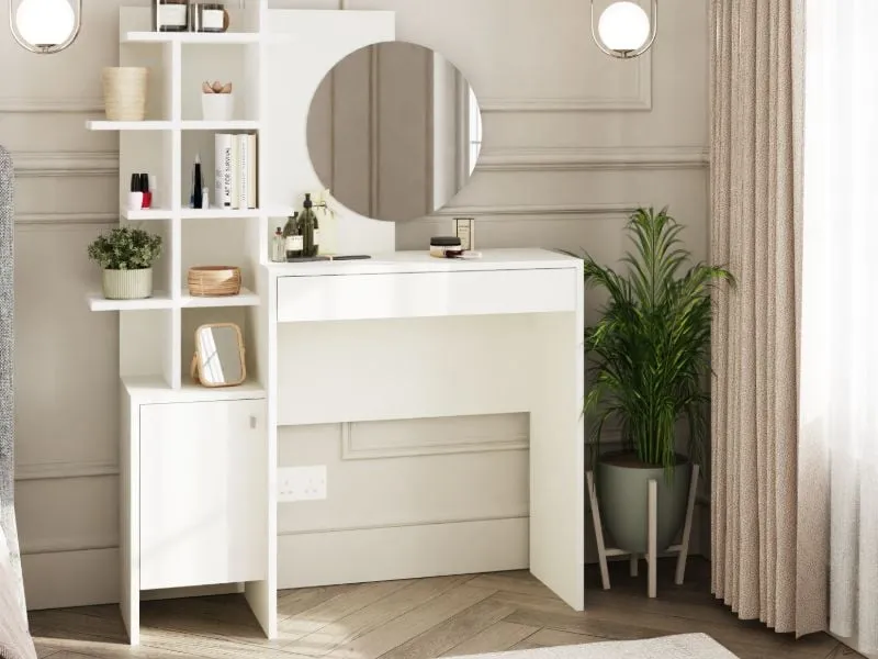 Dressing Table with Mirror - White image