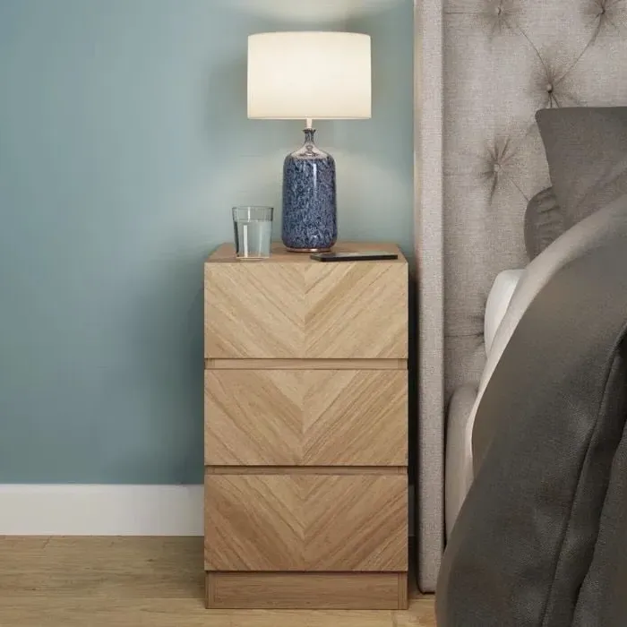 Pair 3-Drawer Bedside Tables - Euro Oak