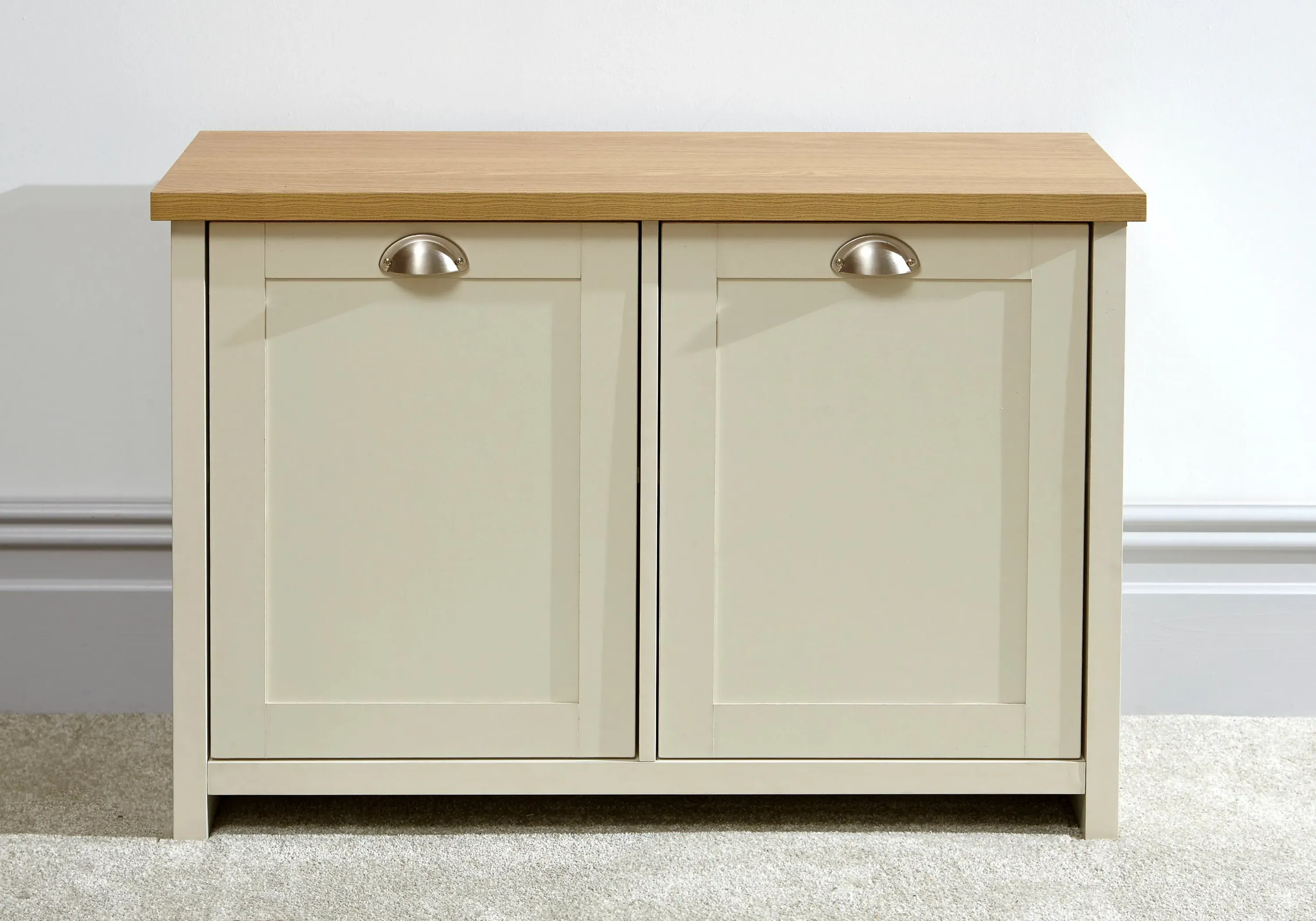 Shoe Storage Unit with Compartments - Cream, Oak