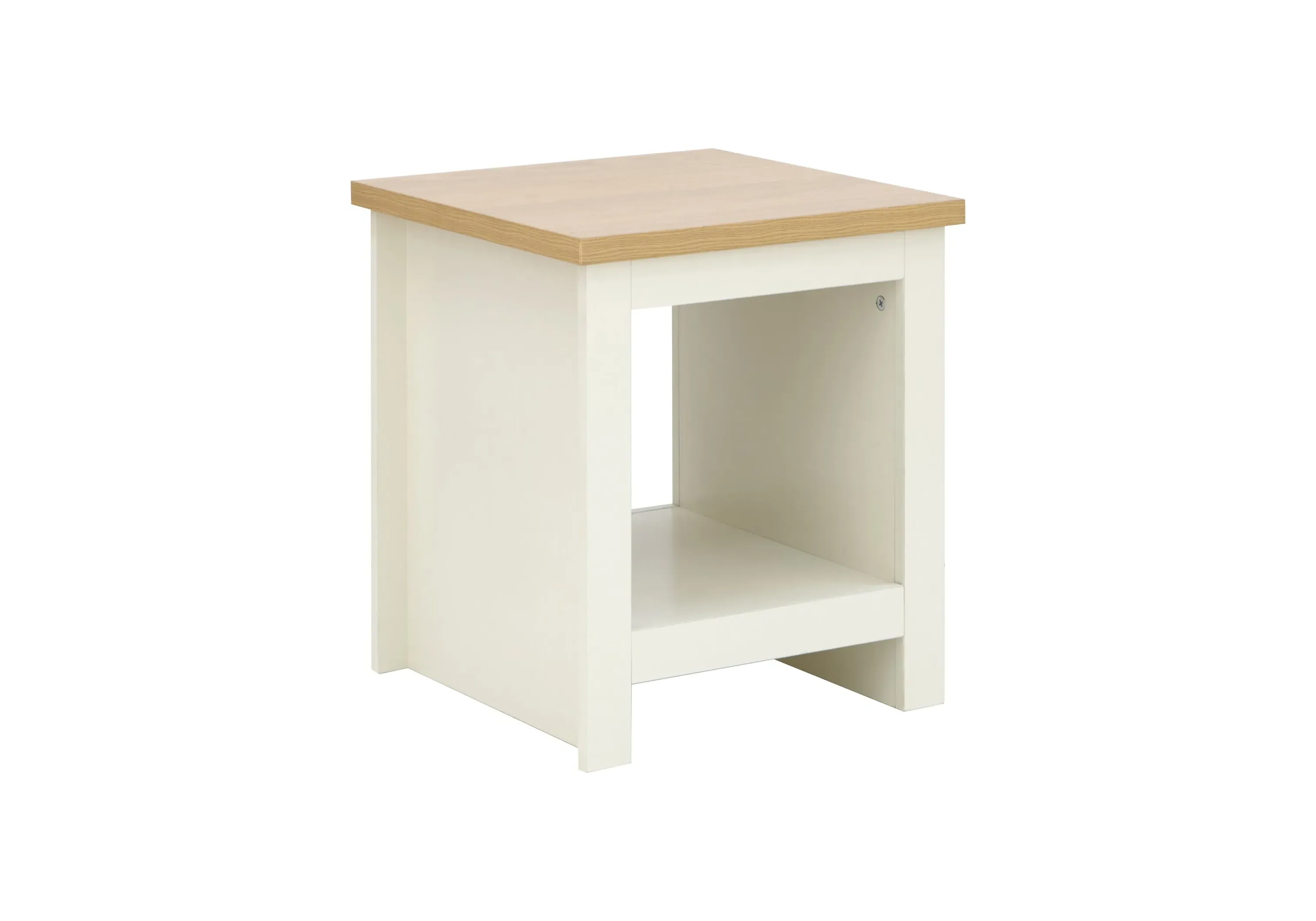 Side Table with Storage Shelf - Cream, Oak image