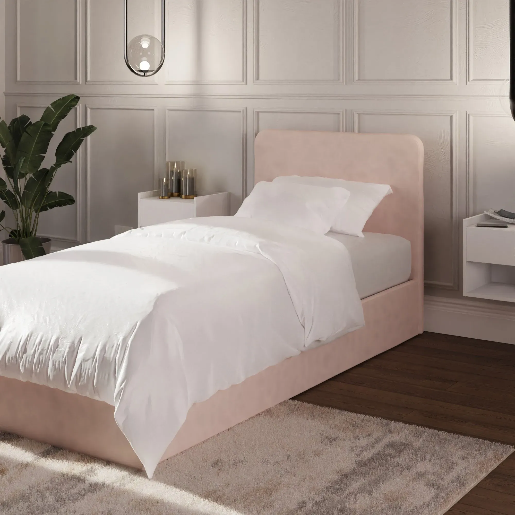 Single Ottoman Bed with Storage - Pink