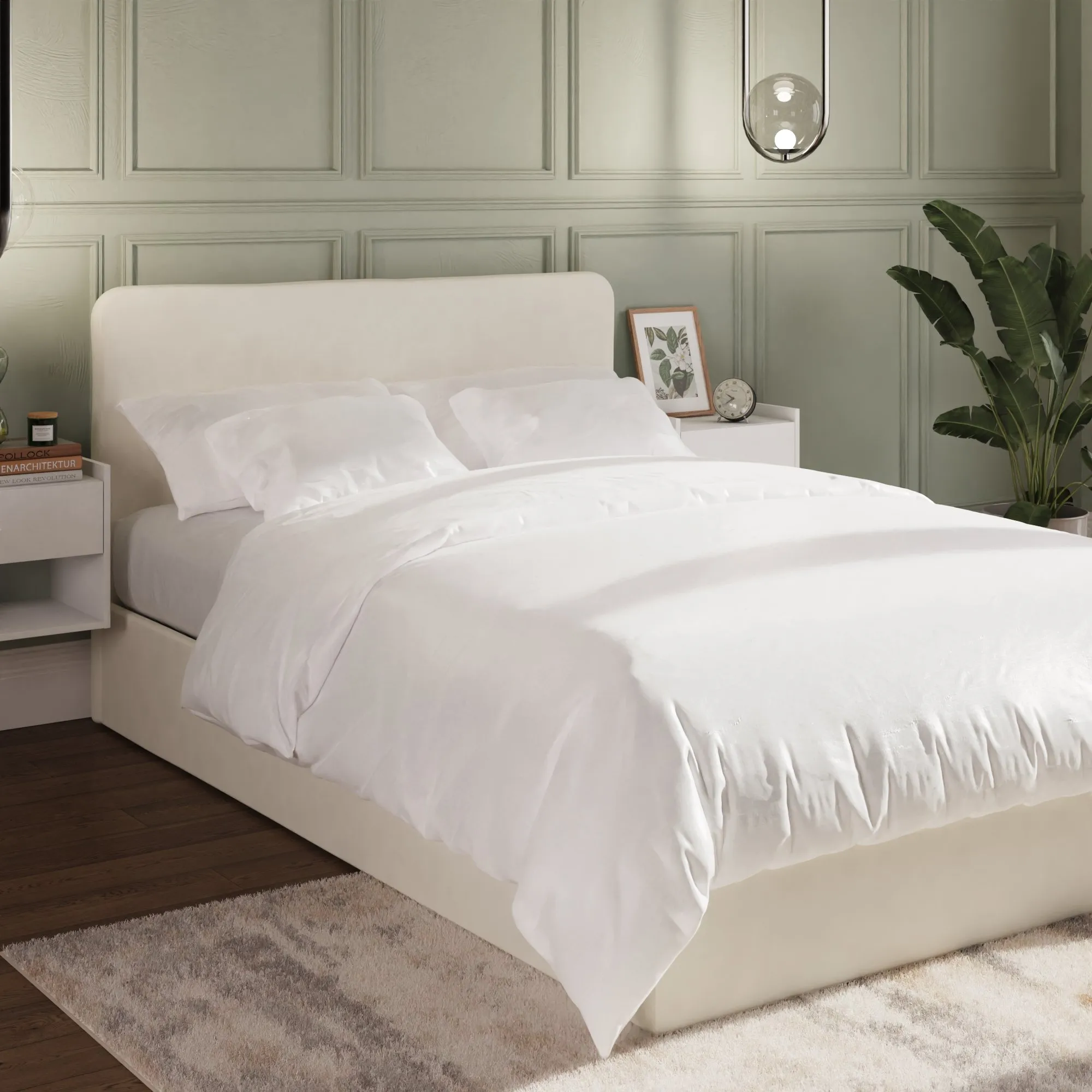 Small Double Ottoman Bed with Side-Lift - Natural, Plywood