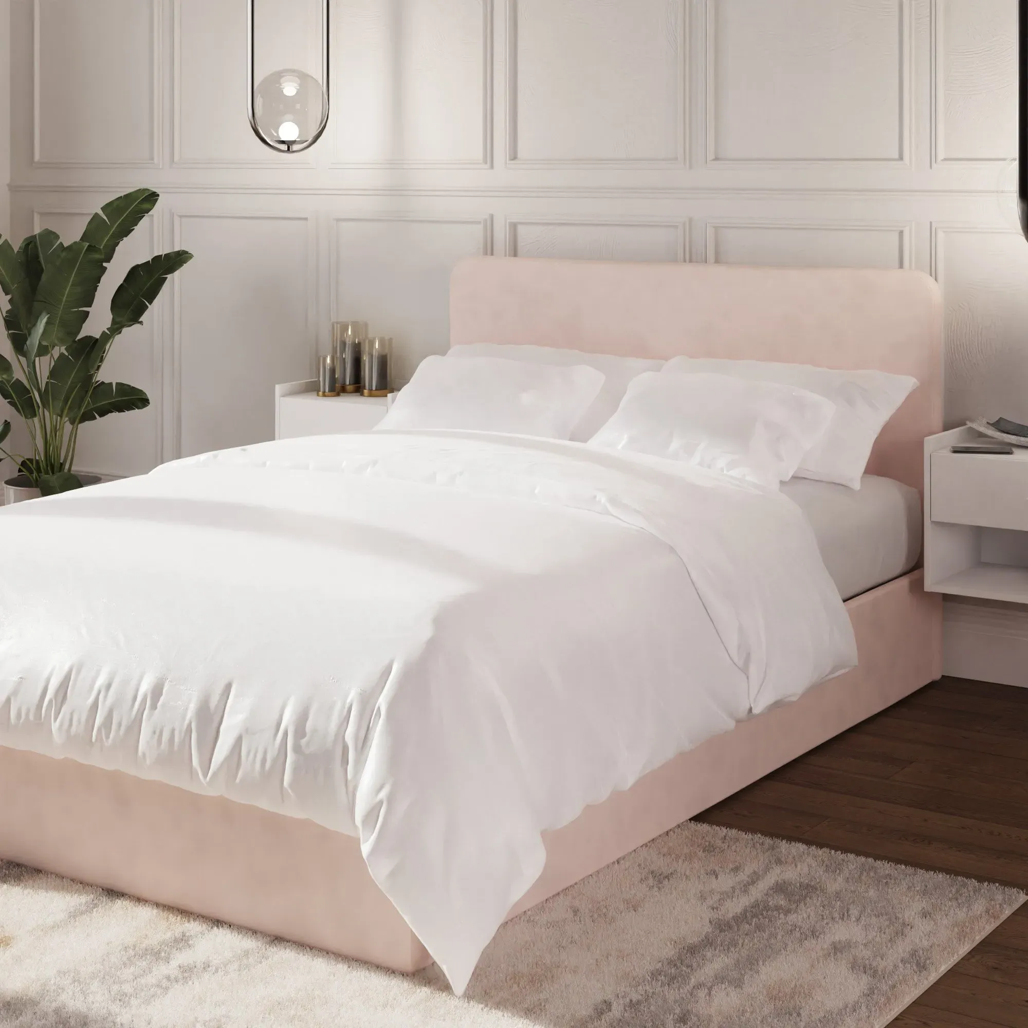 Small Double Ottoman Bed with Storage - Pink