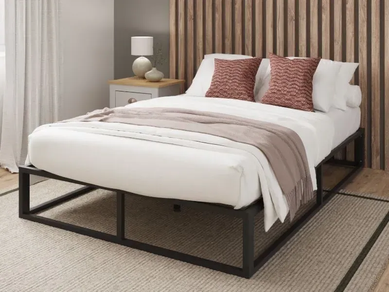 Small Double Platform Bed Frame - Black, Metal image
