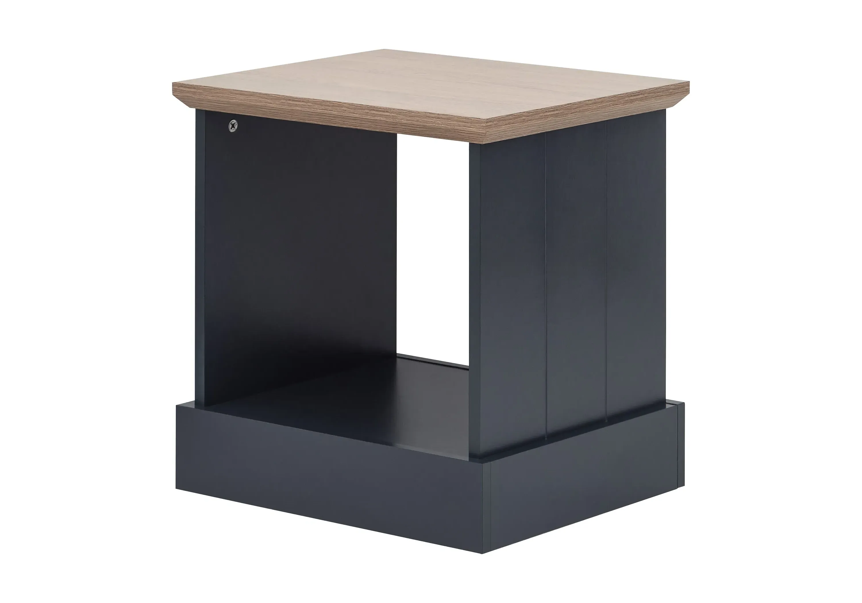 Square Lamp Table with Storage - Slate Blue, Oak