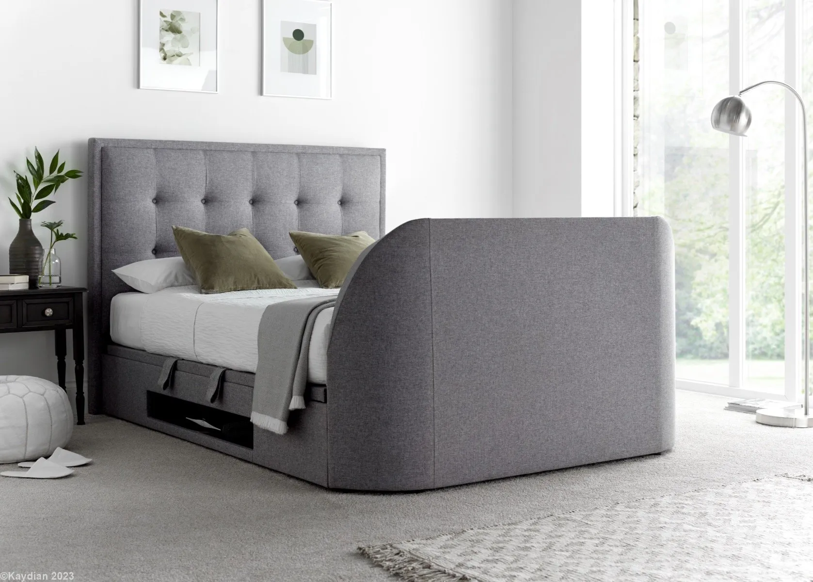 Double Ottoman TV Bed with Storage - Grey image