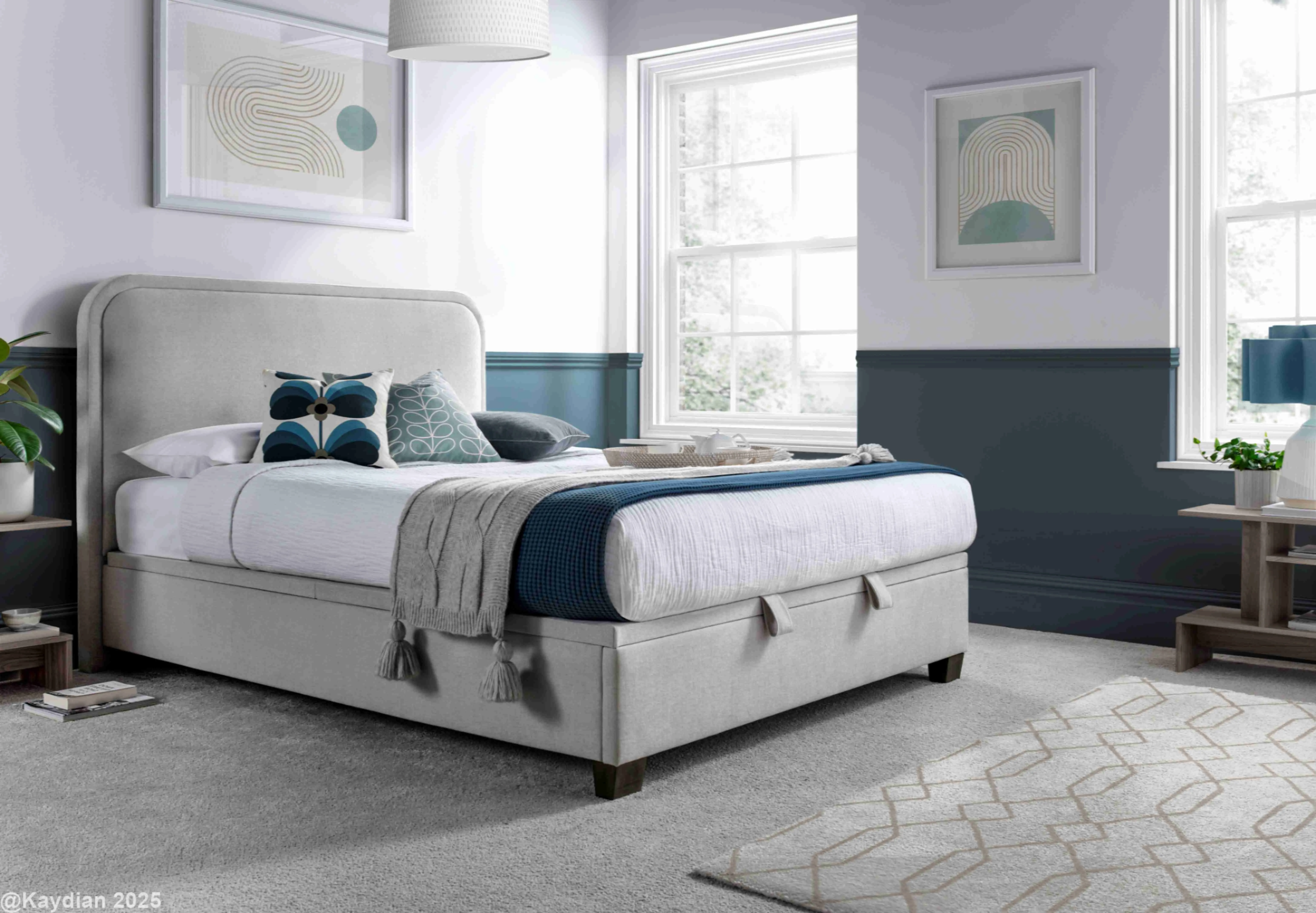 King Size Ottoman Storage Bed - Taupe, Fabric image