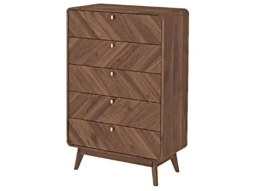 5-Drawer Chest with Chevron Detail - Walnut image