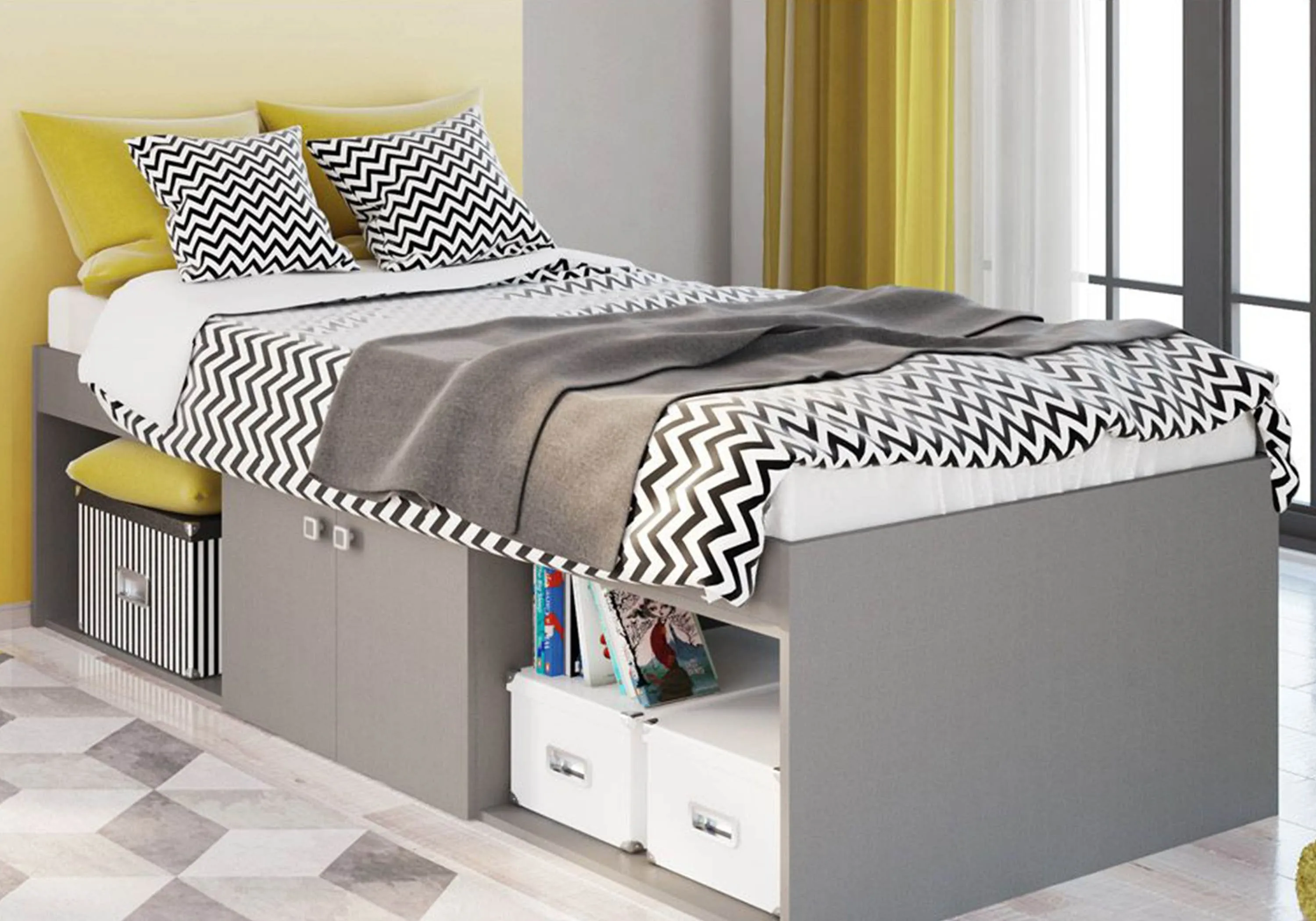 Low Sleeper Cabin Bed with Storage - Grey image