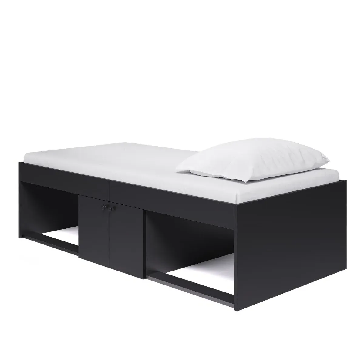 Single Storage Cabin Bed - Black, Wood image