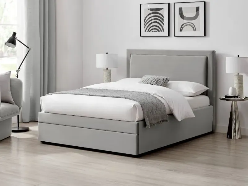 Double Bed with Storage - Grey, Velvet image