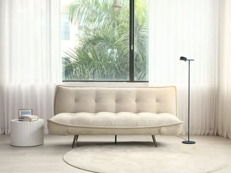Sofa Bed with Click-Clac Mechanism - Natural, Cord