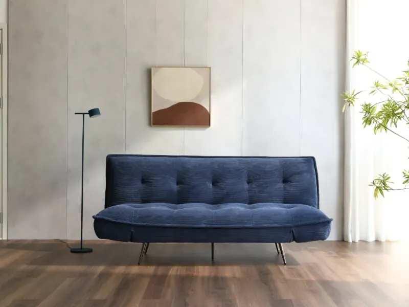Sofa Bed with Click-Clac Mechanism - Navy, Cord